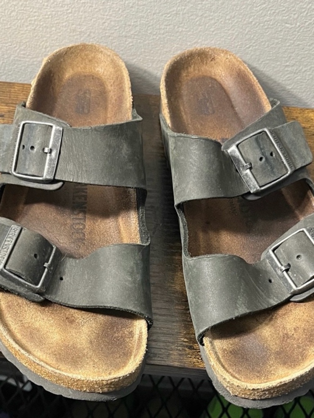 Birkenstock Arizona Leather Soft Black Two-Strap Buckle Sandals